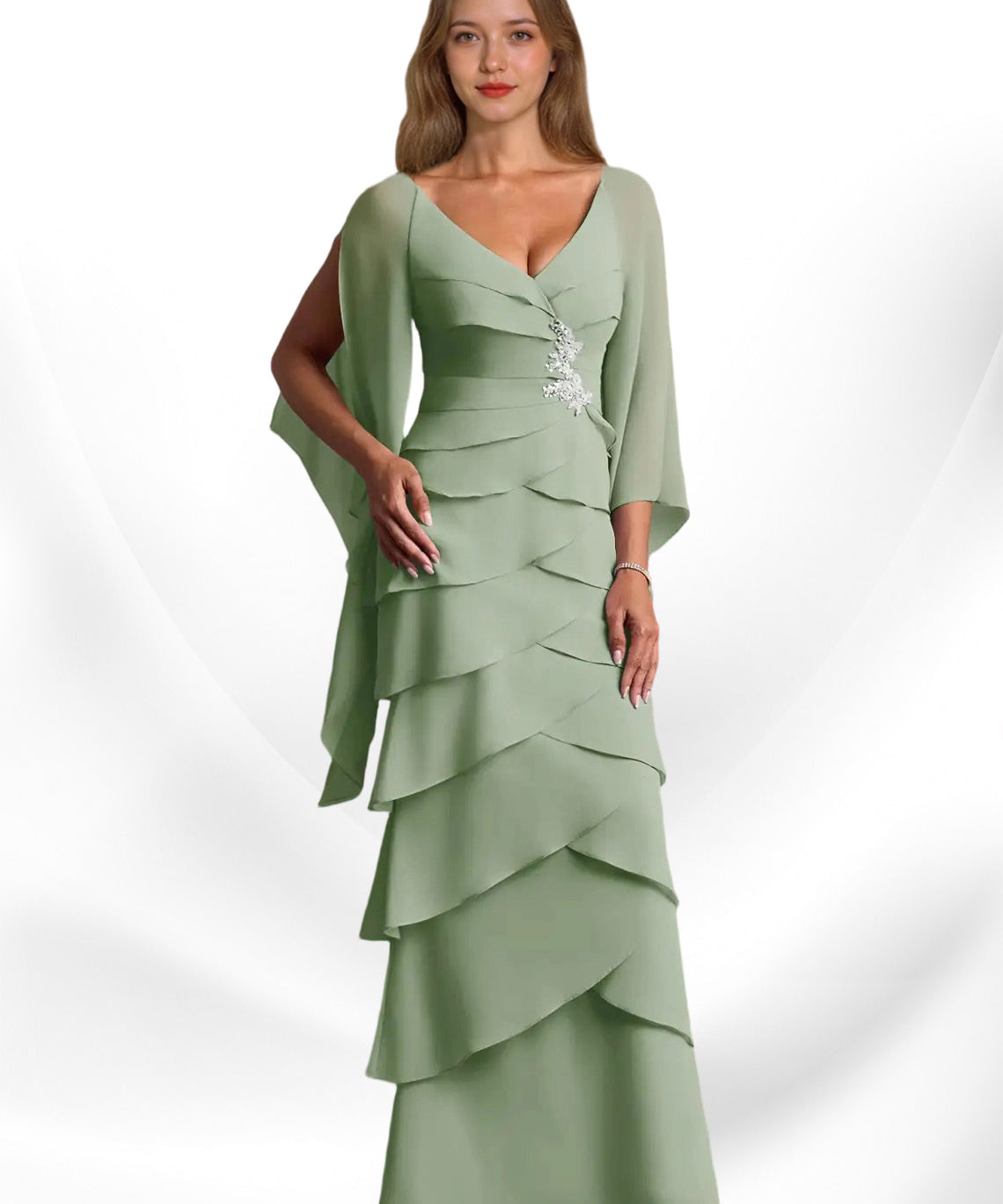 Augday Arabinda Sheath Ruched Chiffon Dress