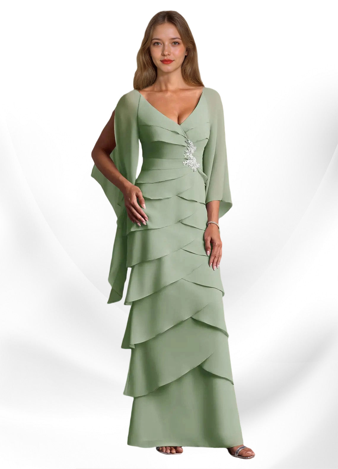 Augday Arabinda Sheath Ruched Chiffon Dress