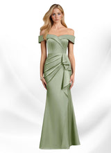Augday Laredo Mermaid Off the Shoulder Stretch Satin Dress