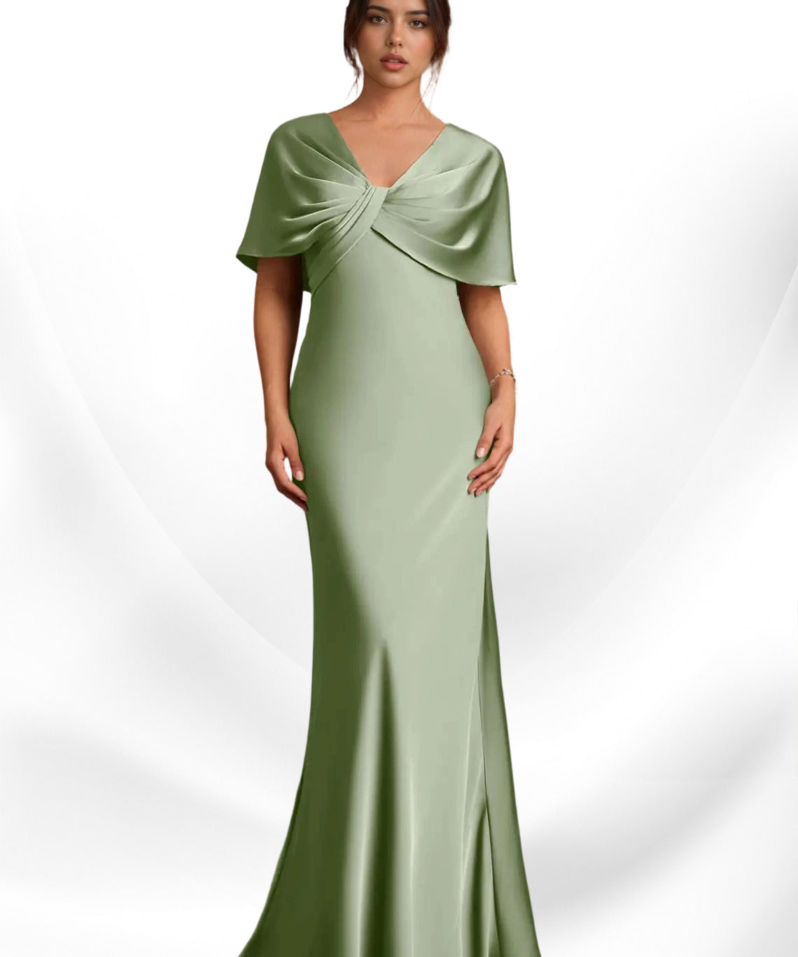 Augday Dosia Sheath Pleated Stretch Satin Dress