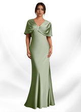 Augday Dosia Sheath Pleated Stretch Satin Dress