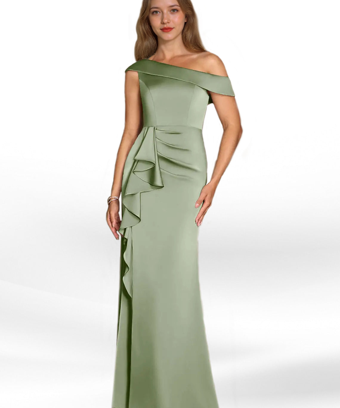 Augday Hamptons A-Line Pleated Stretch Satin Dress