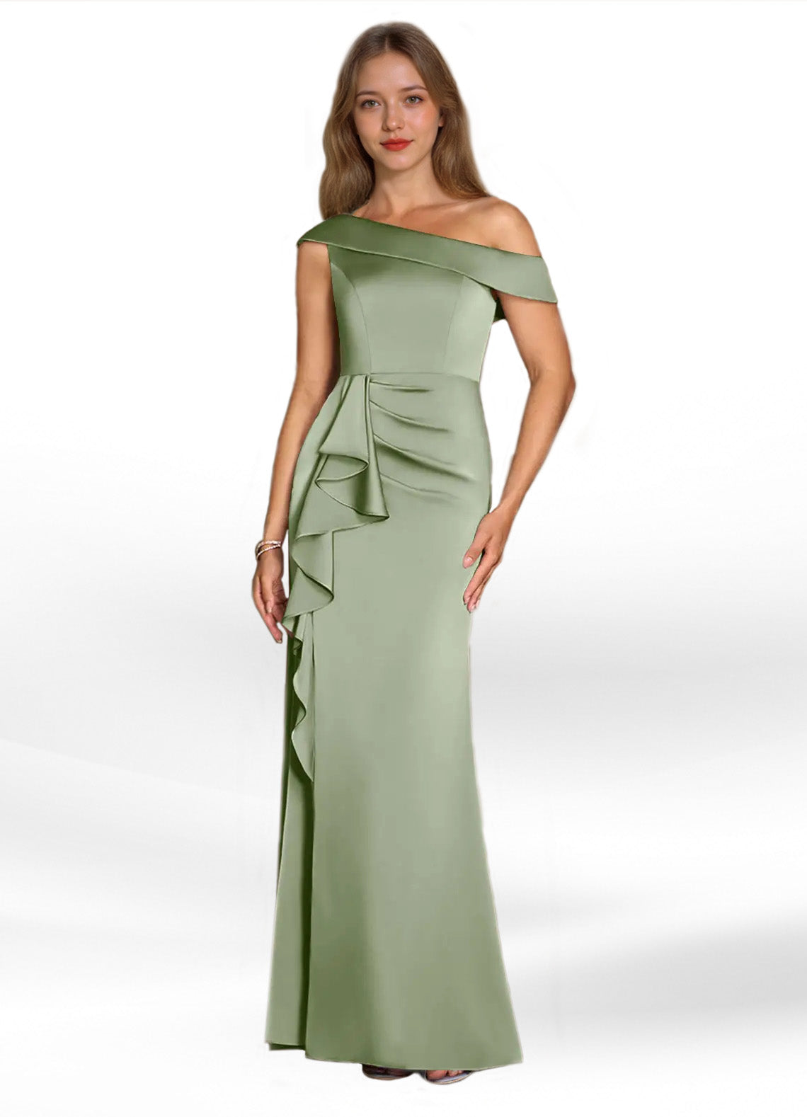 Augday Hamptons A-Line Pleated Stretch Satin Dress
