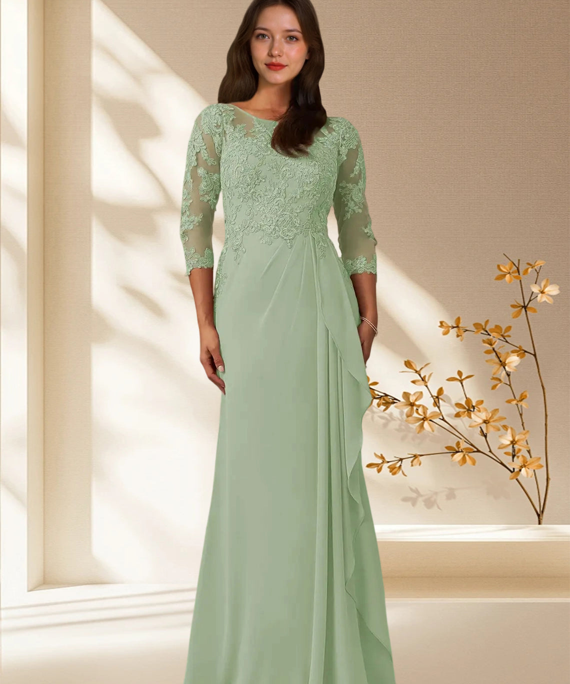 Augday Calanthe A-Line Scoop Chiffon Dress