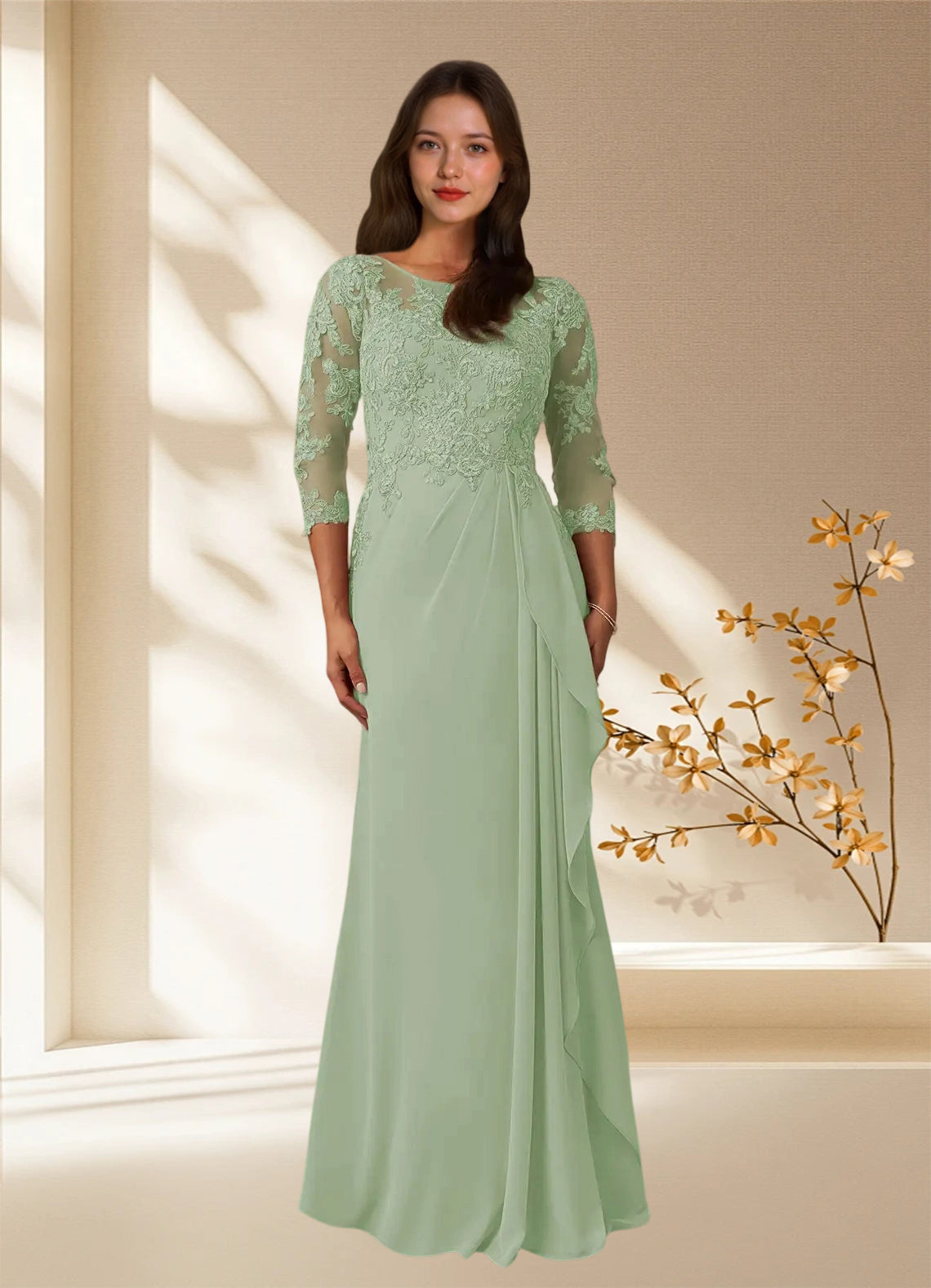 Augday Calanthe A-Line Scoop Chiffon Dress