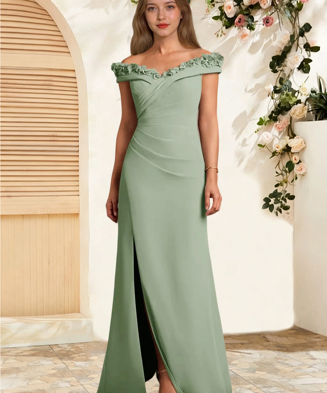 Augday Jettie Sheath Pleated Chiffon Dress