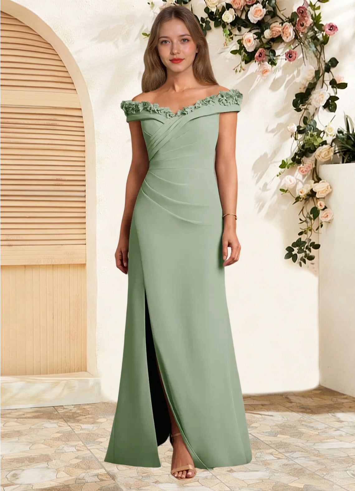 Augday Jettie Sheath Pleated Chiffon Dress