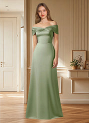 Augday Amelia A-Line Off the Shoulder Stretch Satin Dress