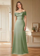 Augday Amelia A-Line Off the Shoulder Stretch Satin Dress