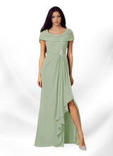 Augday Mary A-Line Side Slit Chiffon Dress