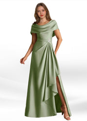 Augday Branford A-Line Pleated Stretch Satin Dress