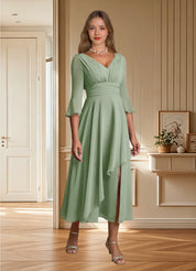 Augday Aerynne A-Line Pleated Chiffon Dress