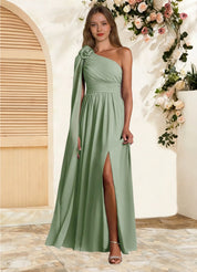 Augday Lancaster A-Line One Shoulder Chiffon Dress