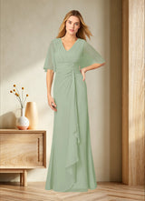 Augday Carson A-Line V-Neck Lace Chiffon Dress