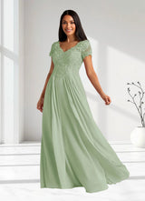 Augday Dunja A-Line V-Neck Lace Chiffon Dress