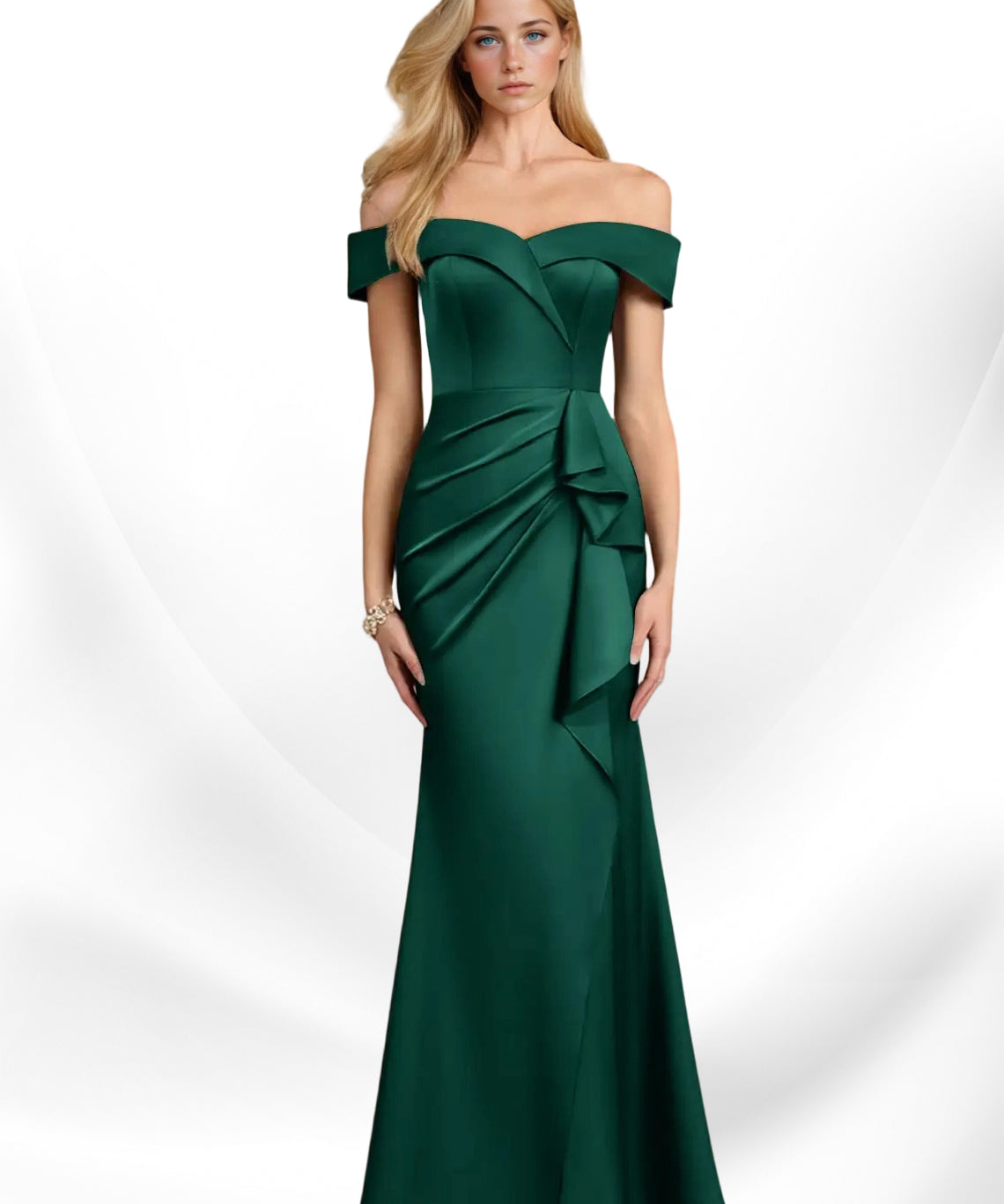 Augday Laredo Mermaid Off the Shoulder Stretch Satin Dress