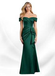 Augday Laredo Mermaid Off the Shoulder Stretch Satin Dress
