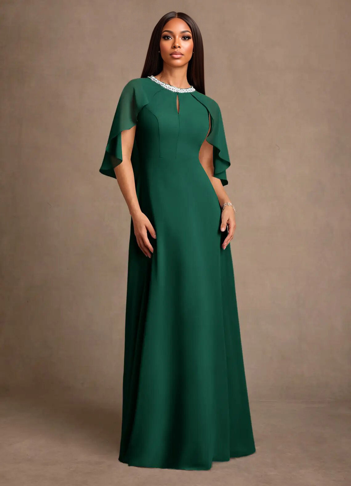 Augday Winnifred A-Line Beaded Chiffon Dress