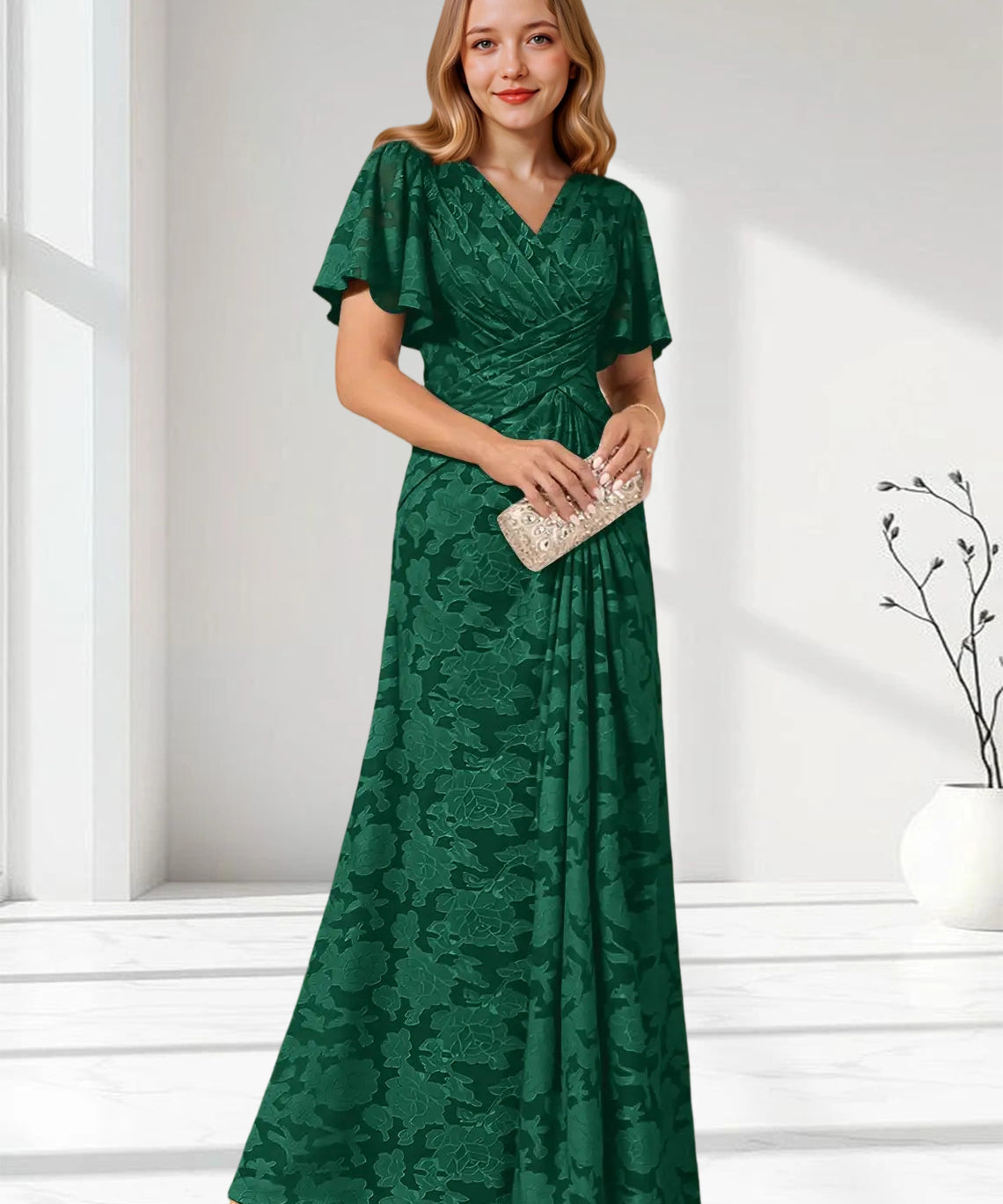 Augday Emmeline Pleated Floral Burnout Dress