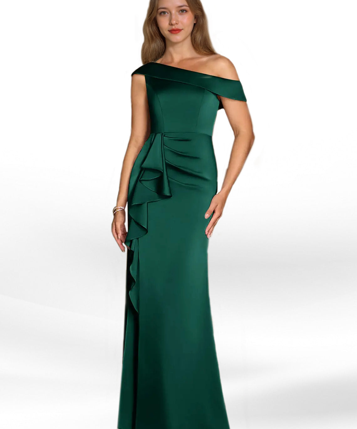 Augday Hamptons A-Line Pleated Stretch Satin Dress