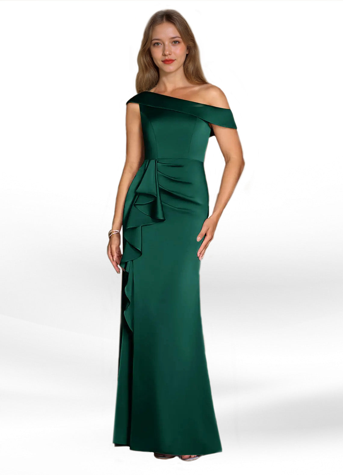 Augday Hamptons A-Line Pleated Stretch Satin Dress