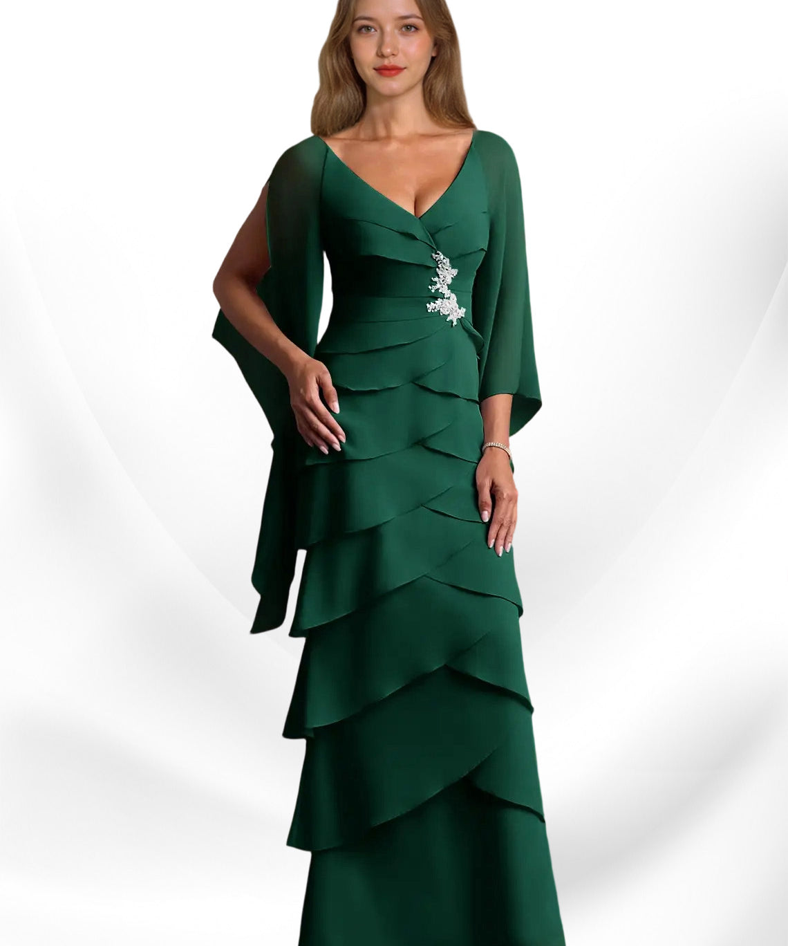 Augday Arabinda Sheath Ruched Chiffon Dress