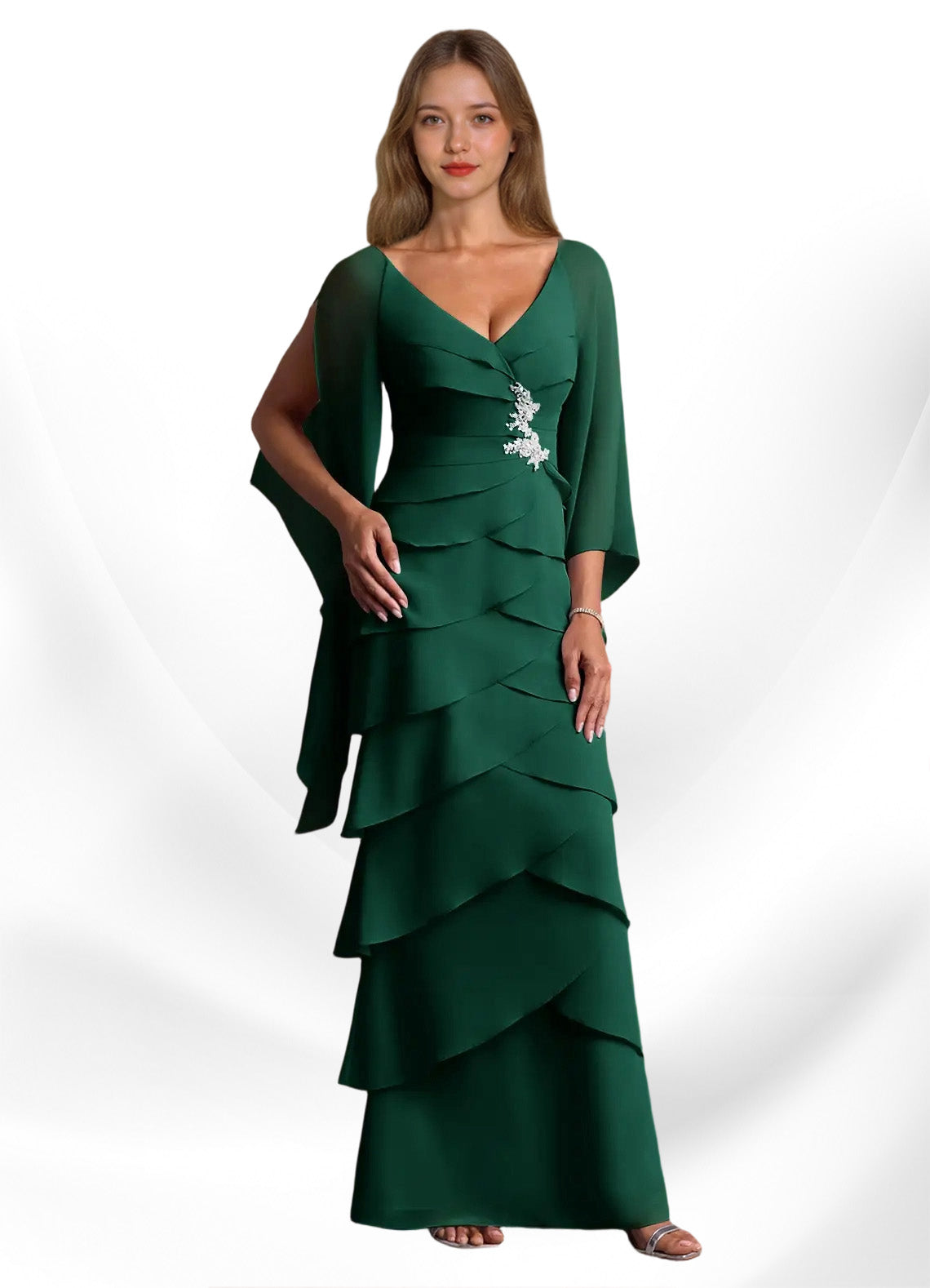 Augday Arabinda Sheath Ruched Chiffon Dress