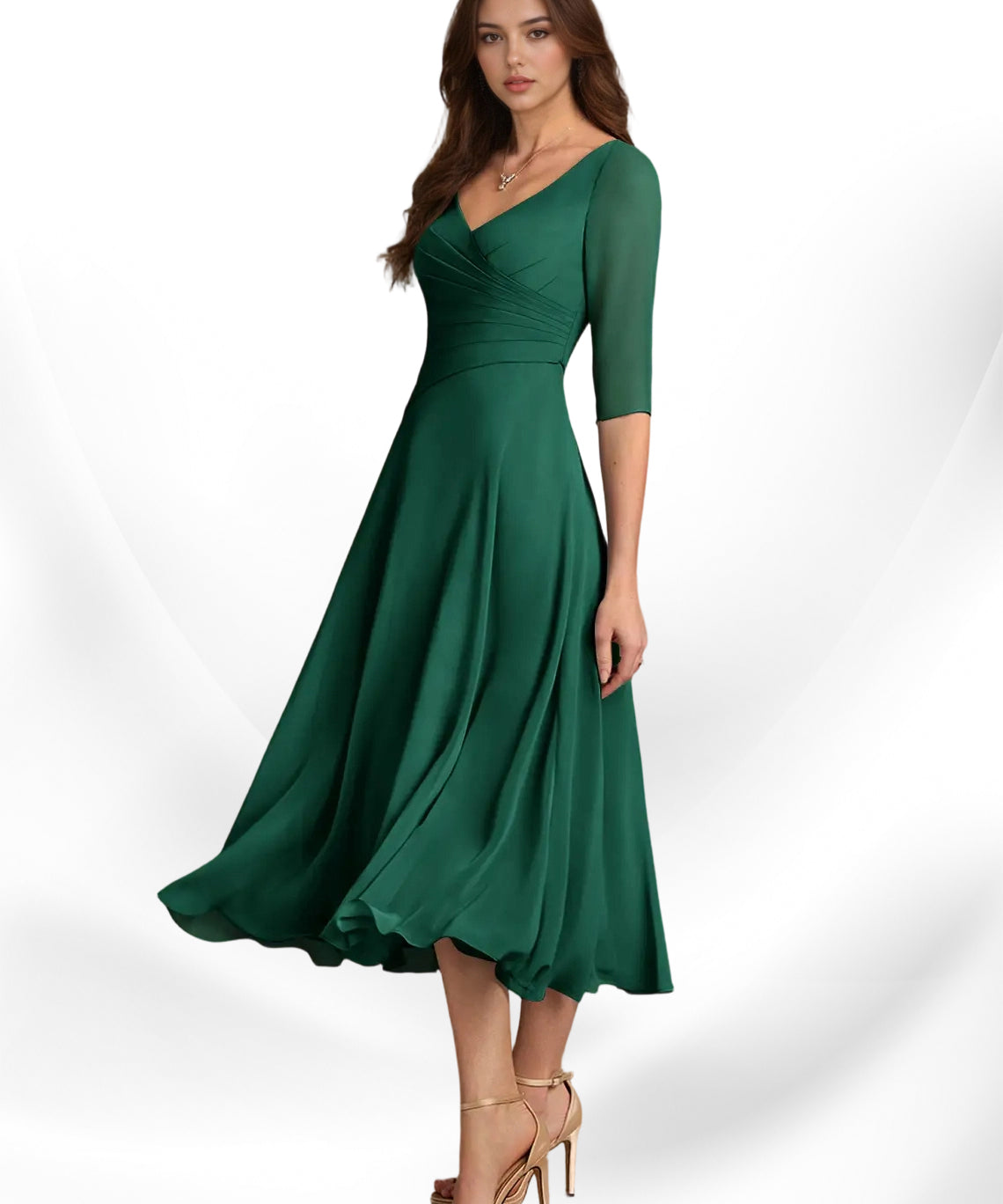 Augay Durant A-Line Pleated Chiffon Dress