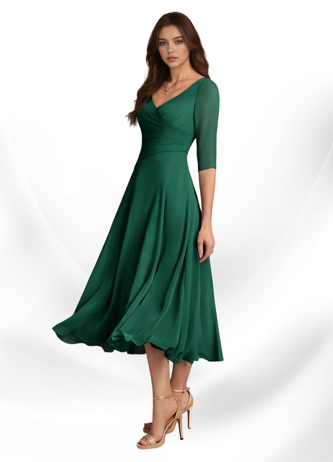Augay Durant A-Line Pleated Chiffon Dress