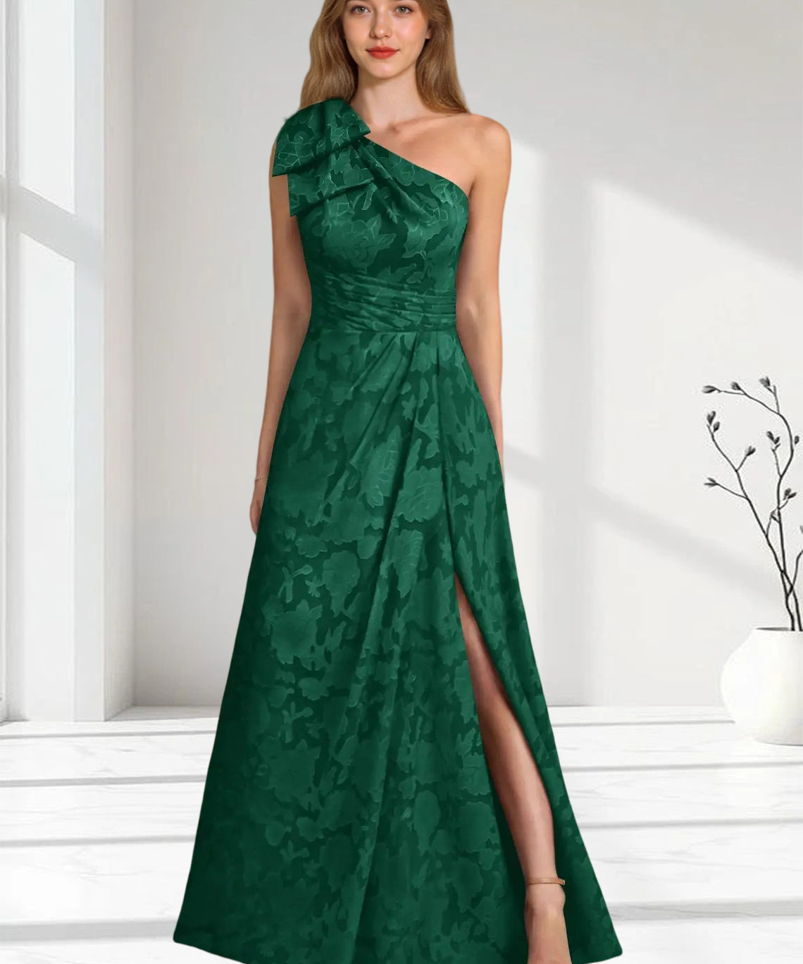 Augday Easton Ball-Gown One Shoulder Floral Burnout Dress