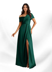 Augday Milton A-Line Pleated Stretch Satin Dress