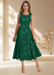 Augday Fulton A-Line Pleated Floral Burnout Dress