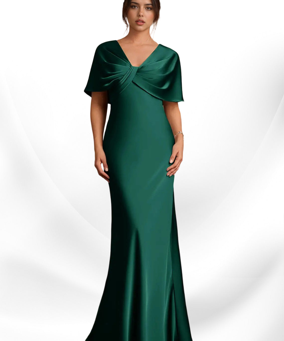 Augday Dosia Sheath Pleated Stretch Satin Dress