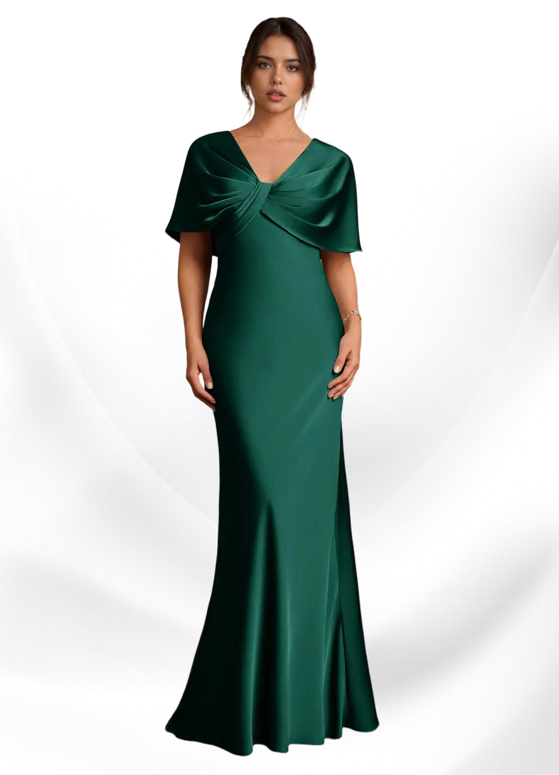 Augday Dosia Sheath Pleated Stretch Satin Dress