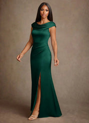 Augday Irvine A-Line Pleated Stretch Satin Dress