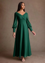 Augday Paterson A-Line Pleated Chiffon Dress