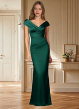 Augday Ludlow Mermaid Pleated Stretch Satin Dress