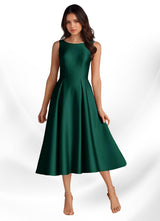 Augday Fulton A-Line Pleated Stretch Satin Dress