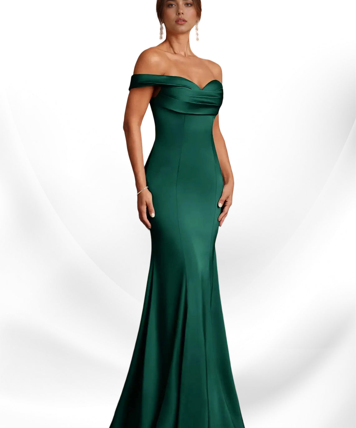 Augday  Mermaid Off the Shoulder Stretch Satin Dress