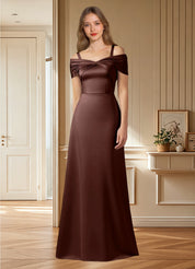 Augday Amelia A-Line Off the Shoulder Stretch Satin Dress