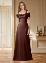 Augday Amelia A-Line Off the Shoulder Stretch Satin Dress