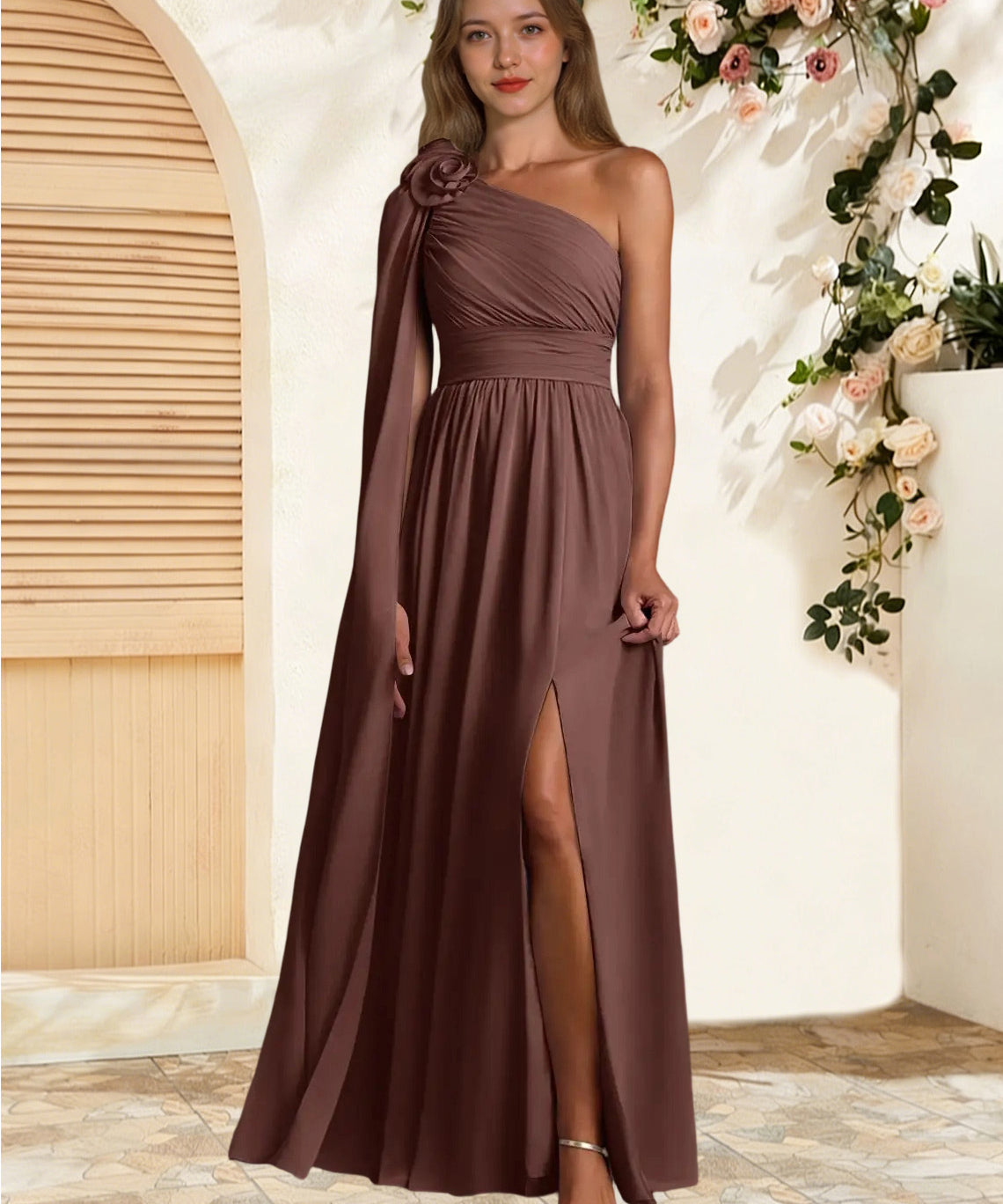 Augday Lancaster A-Line One Shoulder Chiffon Dress