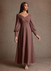 Augday Paterson A-Line Pleated Chiffon Dress