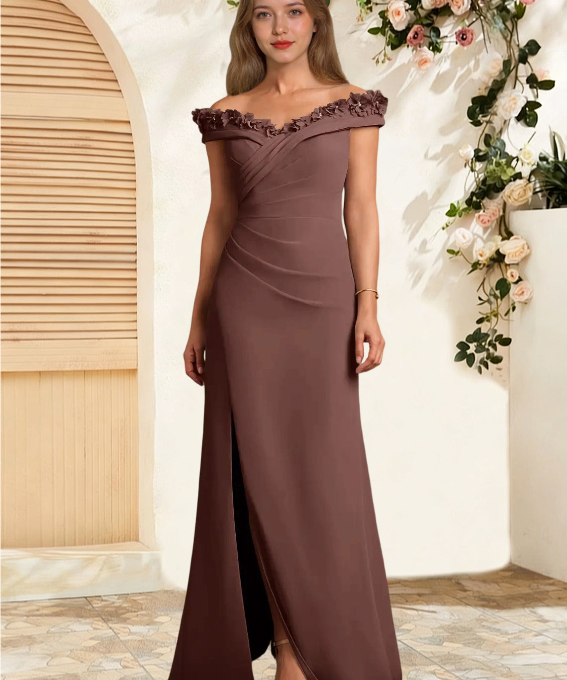 Augday Jettie Sheath Pleated Chiffon Dress