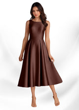 Augday Fulton A-Line Pleated Stretch Satin Dress