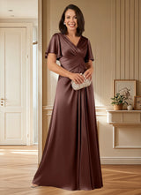 Augday Emmeline A-Line Pleated Stretch Satin Dress