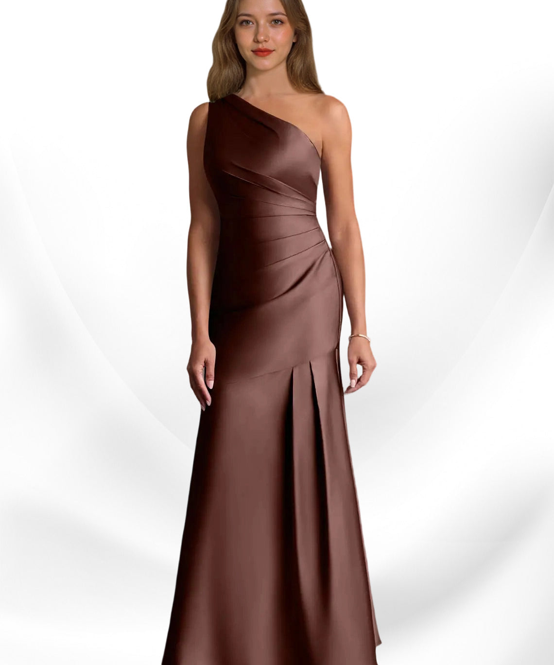 Augday Haifa Mermaid One Shoulder Stretch Satin Dress