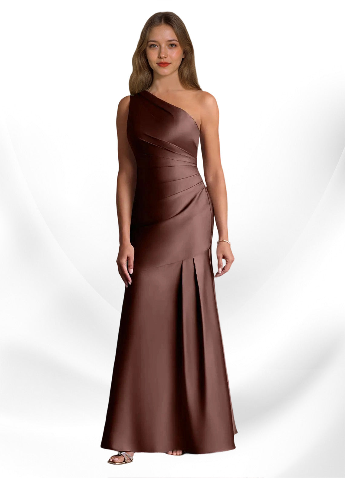 Augday Haifa Mermaid One Shoulder Stretch Satin Dress