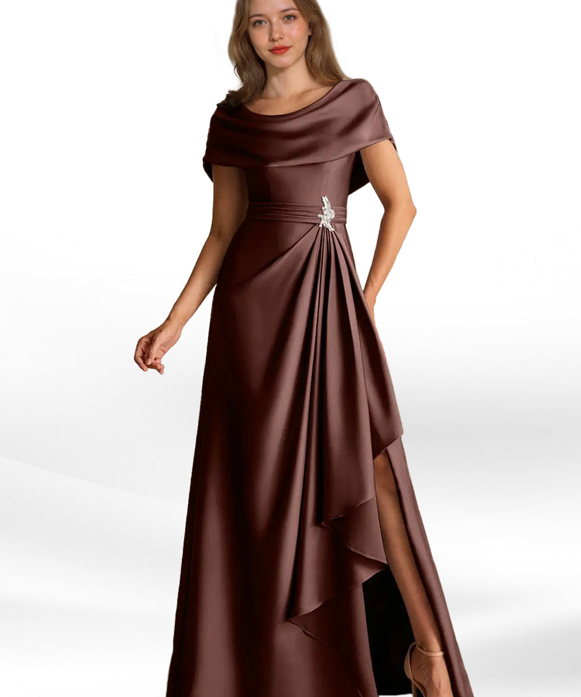 Augday Branford A-Line Pleated Stretch Satin Dress