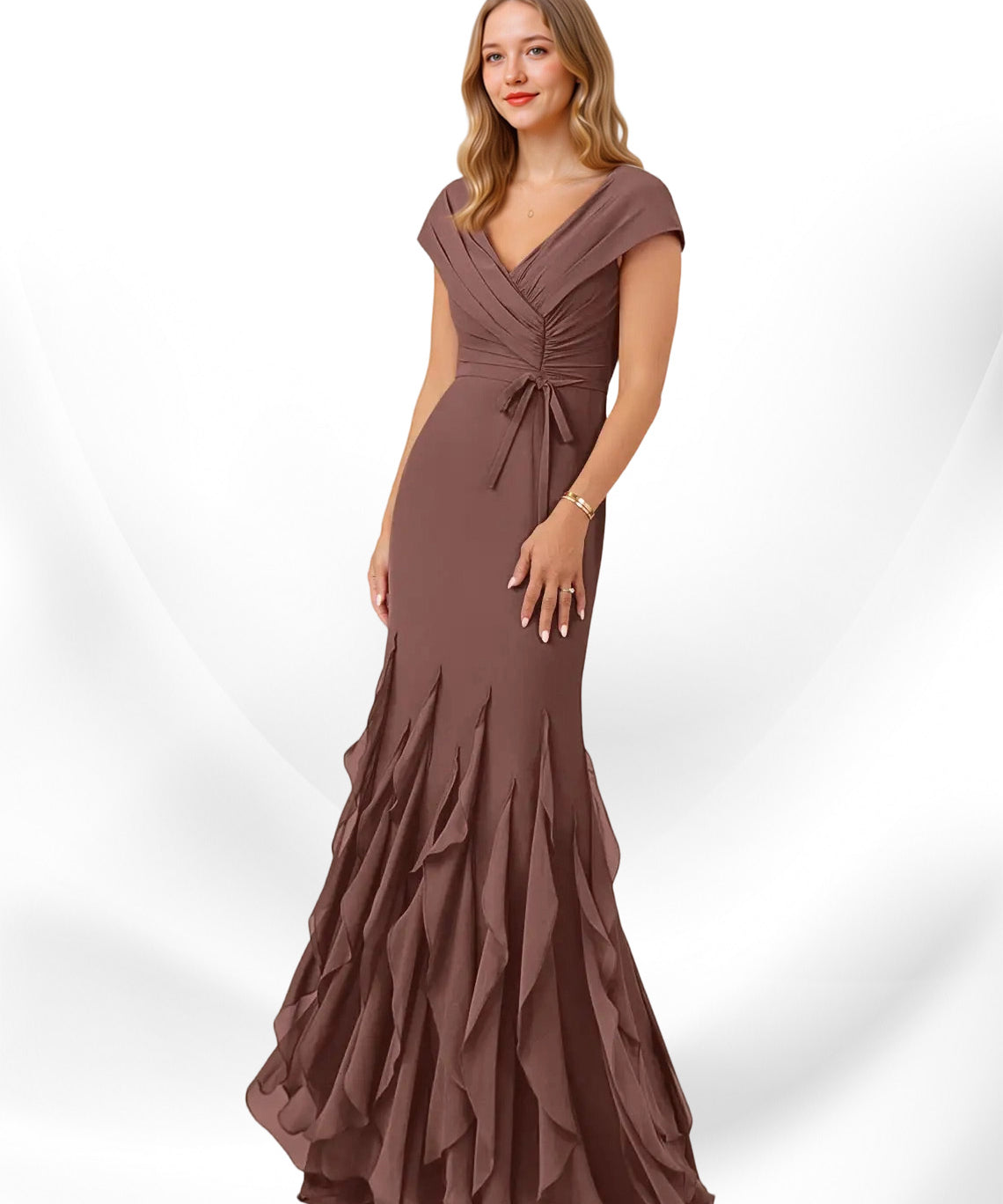 Augday Bailora Mermaid Ruched Chiffon Dress